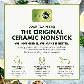 GreenPan Hard Anodized Healthy Ceramic Nonstick, 10 Piece Cookware Pots and Pans Set, PFAS-Free, Dishwasher Safe, Smokey Blue