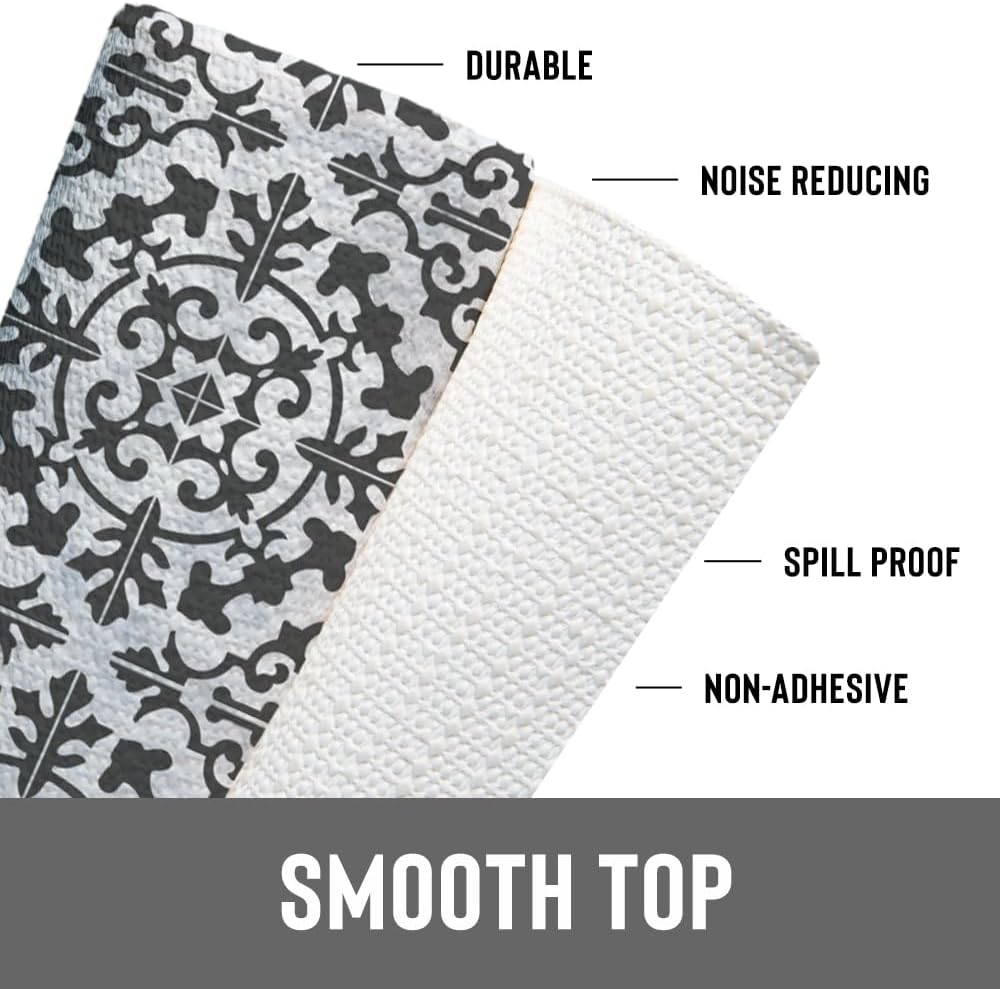 Con-Tact Brand Grip Prints Non-Adhesive Non-Slip Counter Top, Drawer/Shelf Liner, 12" x 20' (Carrara Tile Charcoal)