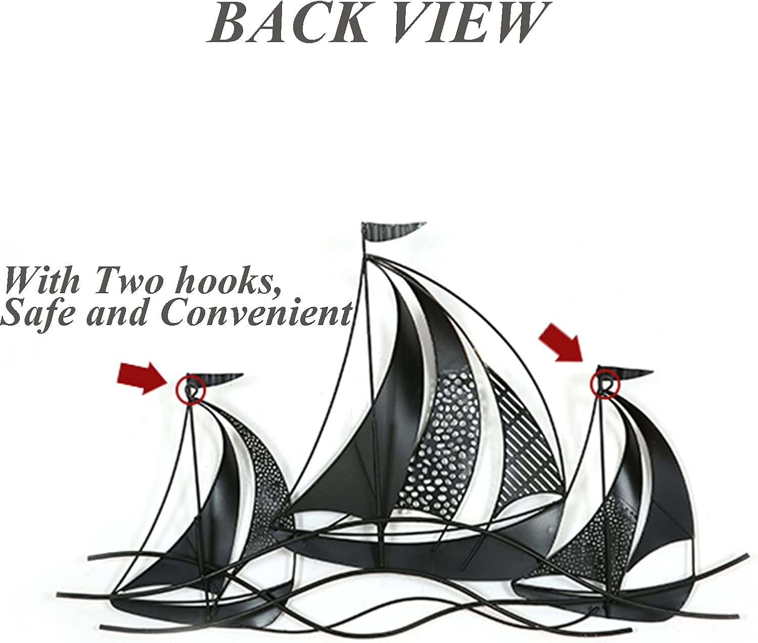 WANGLE Metal Sailboat Wall Decor, 3D Nautical Ship Wall Sculptures, 34.02" L x 21.26" H Handmade Coastal Beach Sailboat Wall Art Decor School Home Hotel Living Room Bedroom Dining Room,A