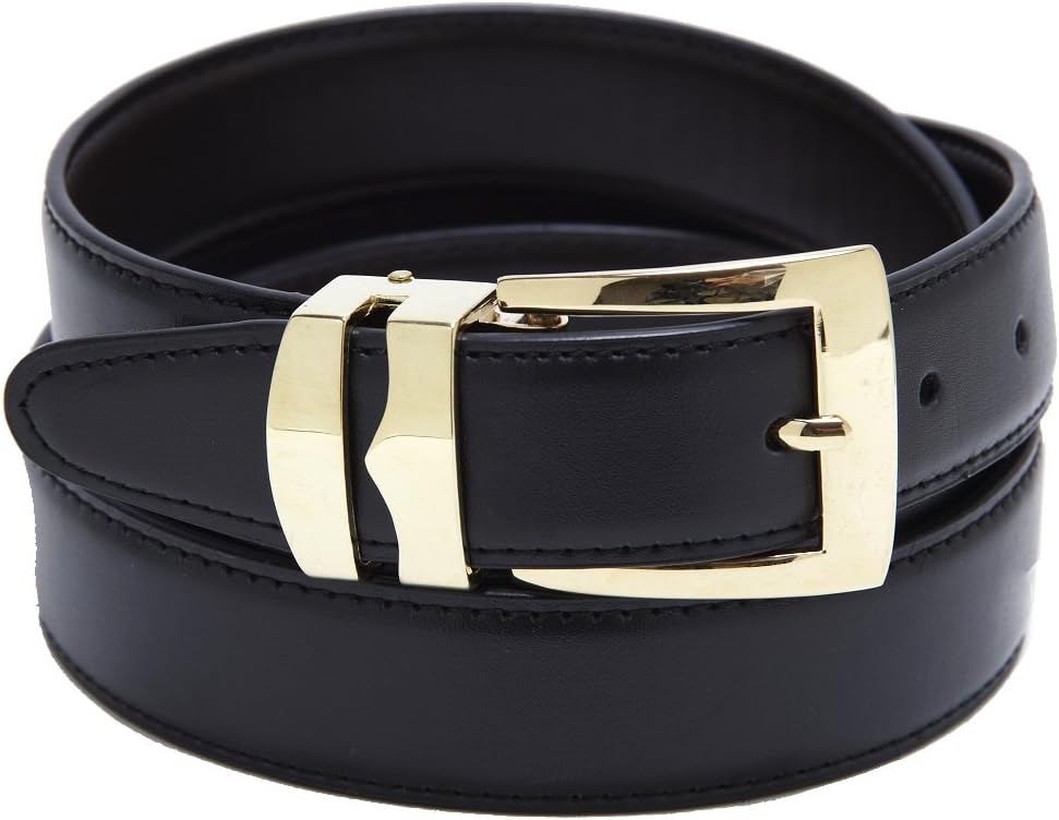 Reversible Belt Bonded Leather with Removable Gold-Tone Buckle BLACK/Charcoal