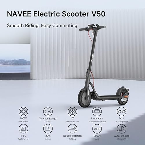 Miniatura 2 de NAVEE Patinete eléctrico, máximo 2019 MPH y 40312515.5 millas, 900 W700 W600 W de potencia máxima, neumático de 10 pulgadas, impermeable IP55,