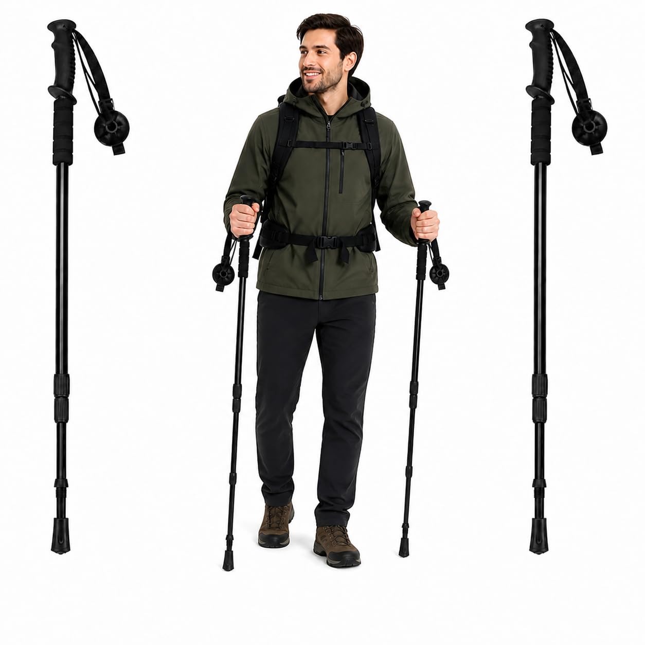 Telescopic Trekking Poles (2 Pack) Adjustable 51–110cm, Lightweight Aluminium Hiking Walking Sticks, Collapsible Anti-Shock Poles for Camping, Backpacking & Outdoor Use for Men & Women