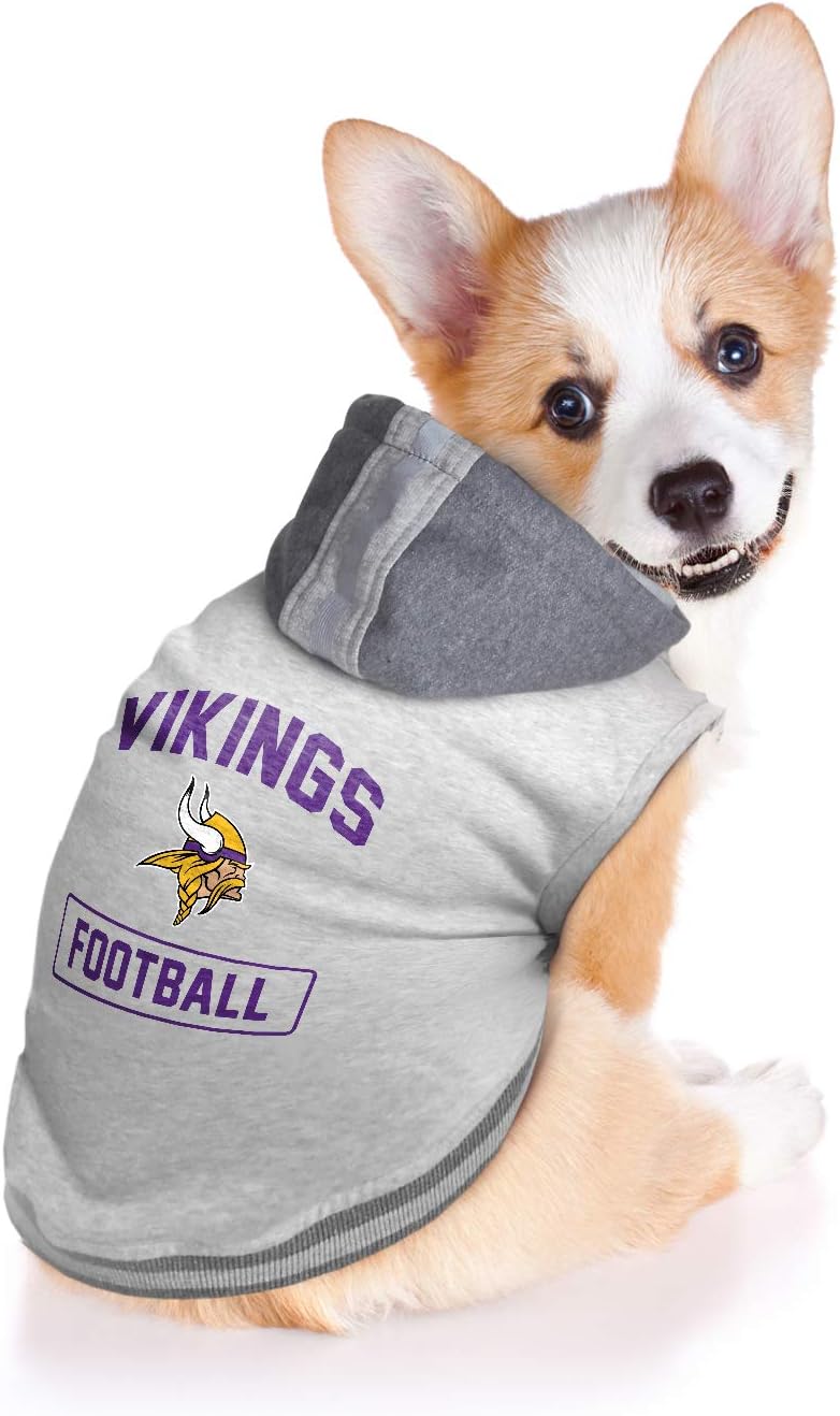Littlearth Minnesota Vikings NFL Pet Hooded Crewneck with Team Logo and Name