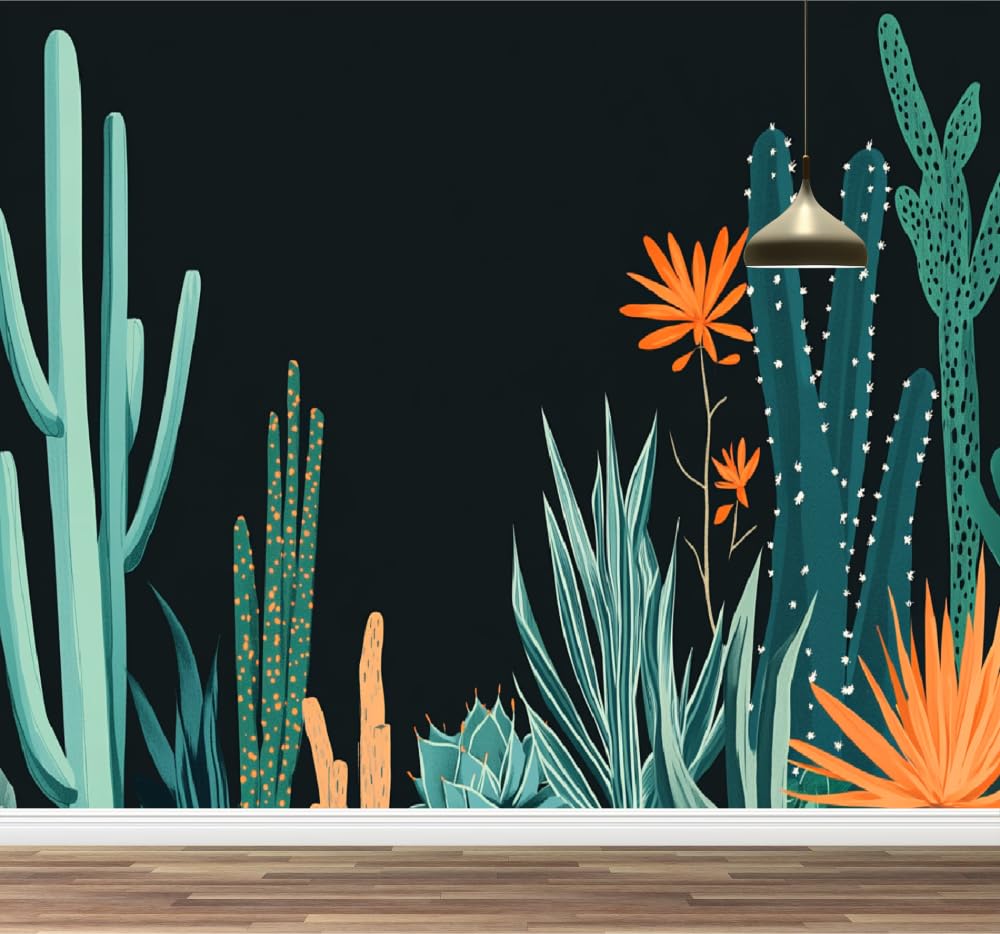 Mural de pared para dormitorio Cactus Vinilos de pared autoadhesivos grandes Plantas Tropicales Póster para sala de estar habitación infantil fondo de TV 200x140cm