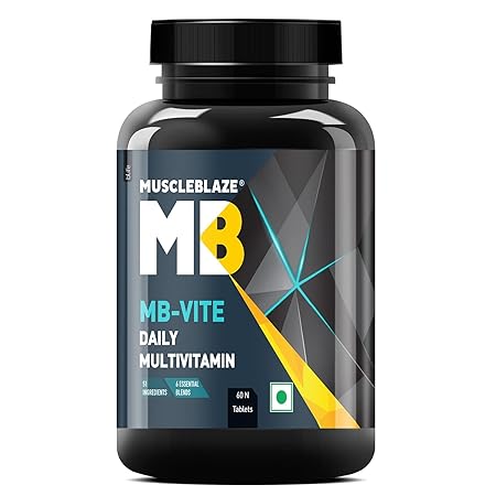 MuscleBlaze MB-Vite Daily Multivitamin with 51 Ingredients and 6 Essential Blends, 100% RDA of Immunity Boosters, for Enhanced Energy, Strength & Recovery, 60 Multivitamin Tablets