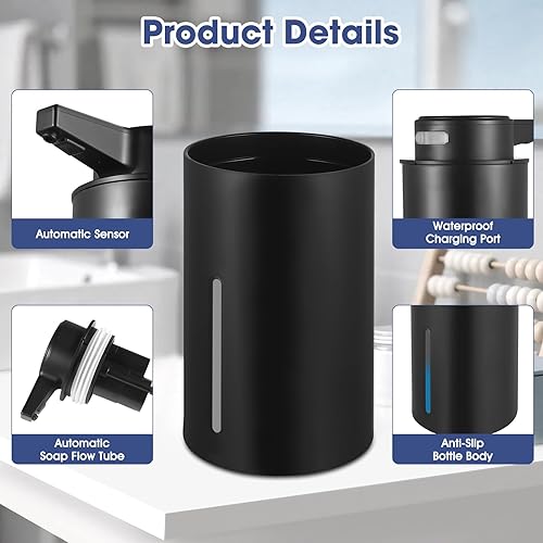 Miniatura 3 de Paquete de 2 dispensadores automáticos de jabón de 13.5 onzas  Dispensador automático de jabón líquido de diseño acanalado para baño y encimera de