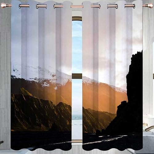 Miniatura 9 de Cortinas opacas con vista a la playa para habitación, 2 paneles de cortinas costeras para dormitorio, decoración de habitación oscura de 72 pulgadas