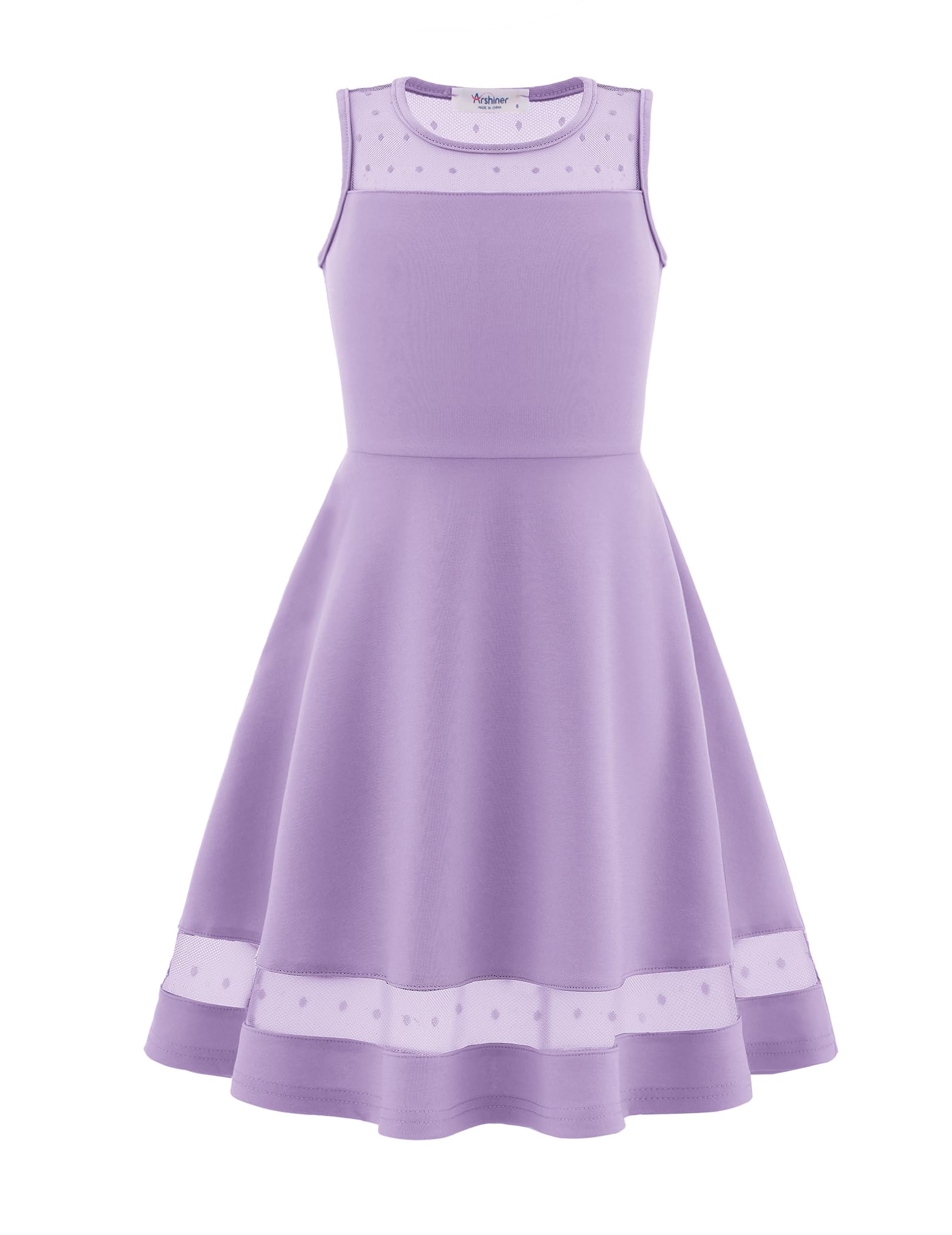 Arshiner Girls Elegant Dresses Sleeveless Round Neck A-line Party Dance Graduation Mesh Dress Size 5-16