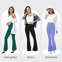 Vista 21 de ZOOSIXX Pantalones de yoga acampanados para mujer, leggings cruzados suaves con corte de bota Azul (Dusty Blue)