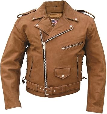 Amazon.com: De los hombres Basic chamarra de moto Premium piel de búfalo,  Full zipout maletero y lado café Encaje, Motocicletas estándar , 48, Marrón  : Ropa, Zapatos y Joyería