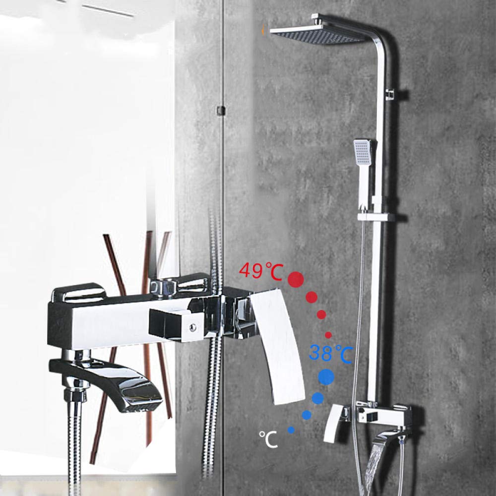 Yniyujkl Shower Faucet Set 8 Inch Chrome Wall Support Waterfall Tub Faucets Hot And Cold Bath Mixer Tap Brass Para Bathroo