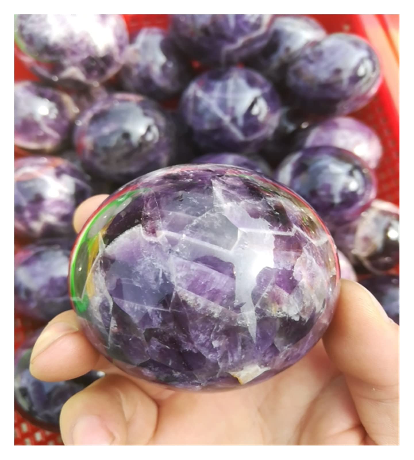 FUERLI Cuarzo Natural Sueño Amatista Esfera de Cristal Bola Gema Piedra Decoración del hogar Piedras Naturales (Tamaño : 9-10cm) decoración de Cristal (Size : 9-10cm)