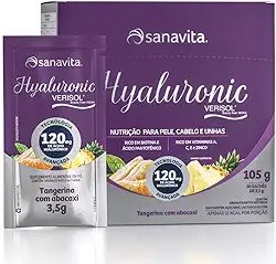 Sanavita Colágeno + Ácido Hialurônico - Saúde da Pele - 30 Sachês - Tangerina com Abacaxi