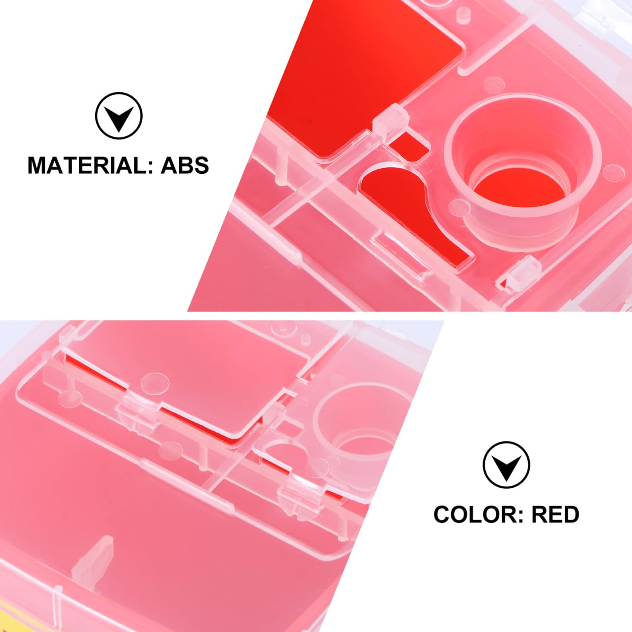 Healeved Contenitore Per Lamette Usate in ABS 6"x3.7"x3.7" Smaltimento Lame Sicuro con Coperchio a Scatto