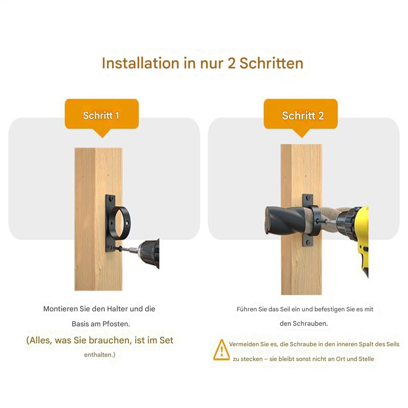 Seilhalter Set, 5 Schwarze Seilhalters, 850g Seilhalterungs-Set, Robuste Kabel & Seilbefestigung mit Schrauben, Sicher Stabil Vielseitige Wand Deckenhalterung für Büro, Garten, Industrie