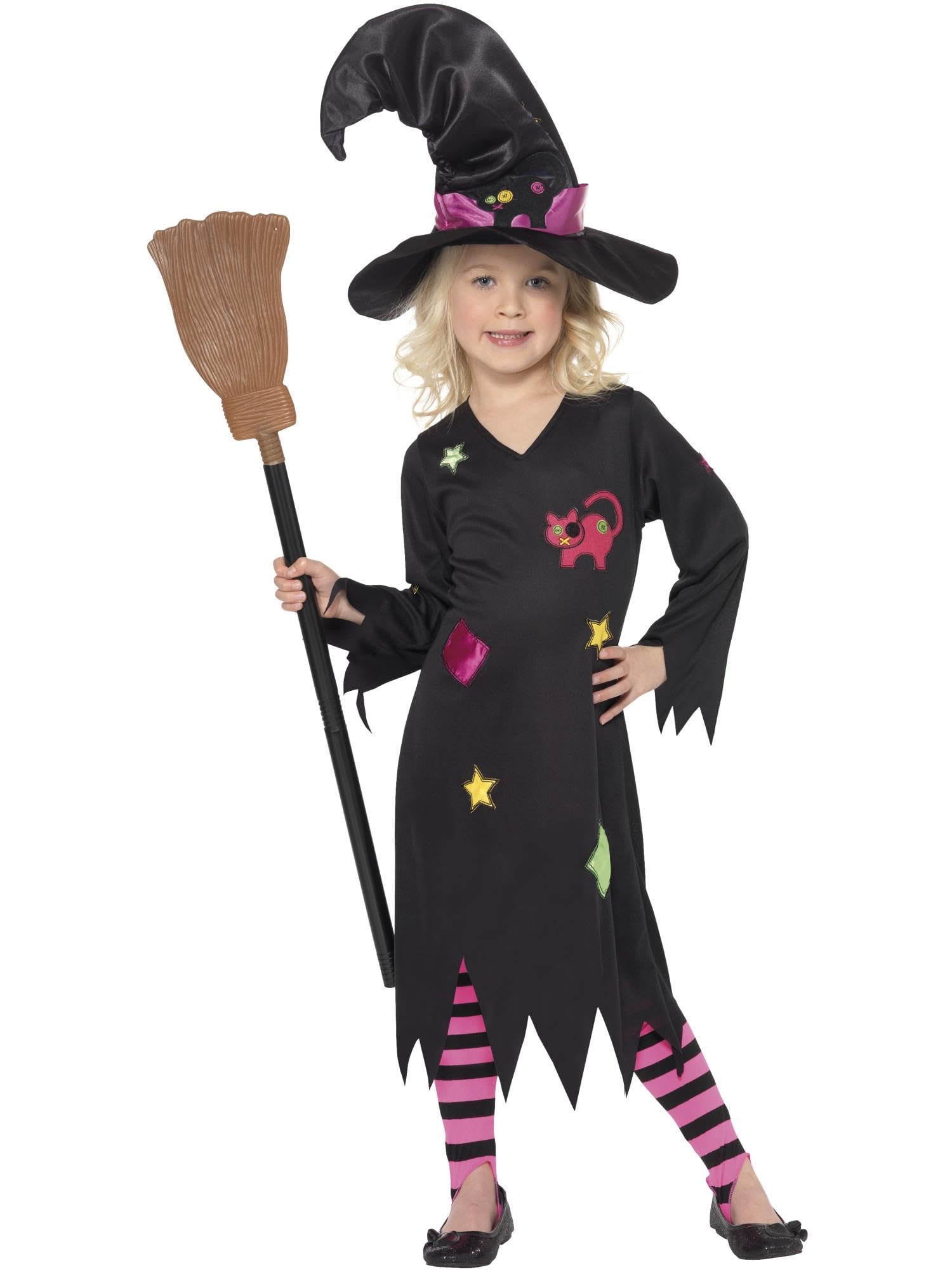 Smiffys Children's Cinder Witch Costume, Dress, Hat & Tights