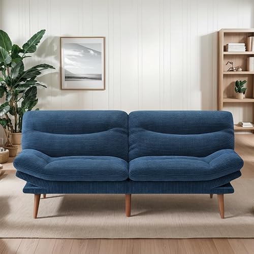 Miniatura 9 de Sofá cama futón de 66 pulgadas, futón 3 en 1 con respaldo y reposabrazos ajustables, sofá cama convertible de pana, reclinable plegable con cojín