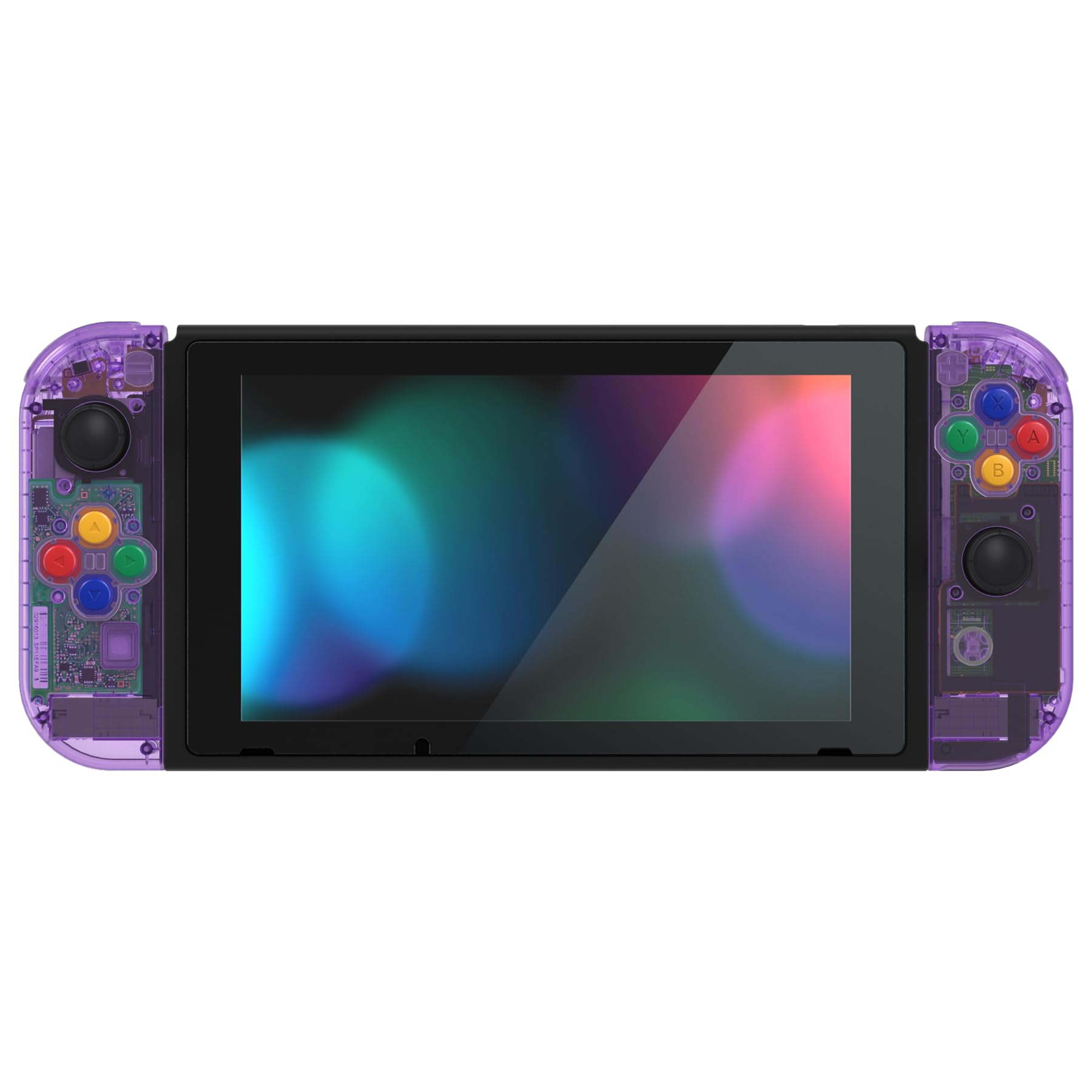 eXtremeRate Carcasa Cristalina para Nintendo Switch Accesorios Funda Protector Shell Placa de Reemplazo con Botones para Nintendo Switch Consola Joycons Control(Cristal Violeta)