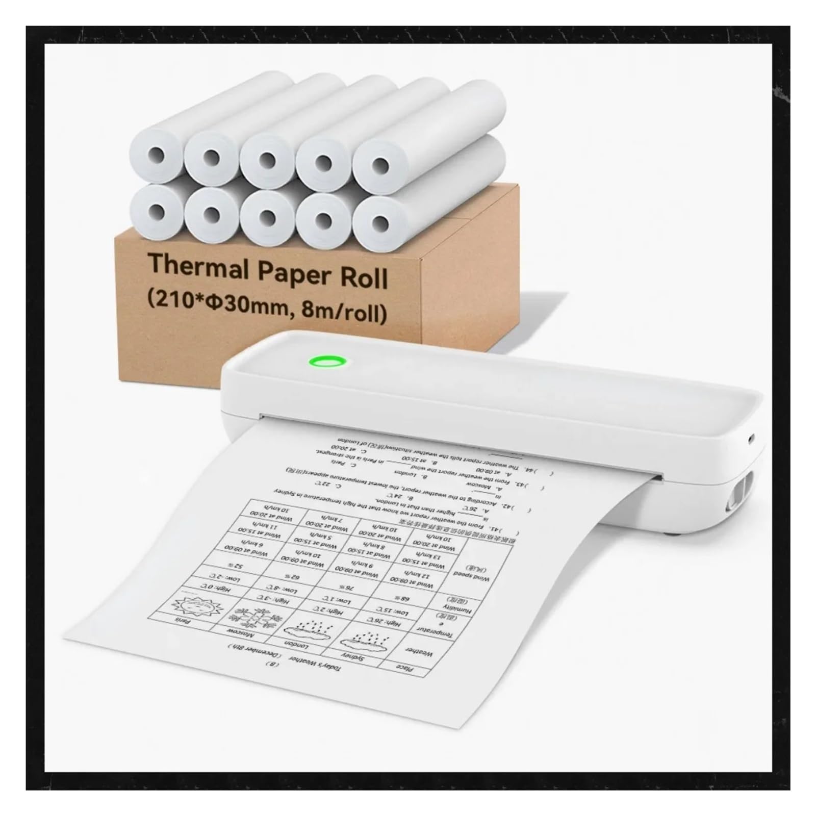 Papel TéRmico Papel térmico A4 Papel de impresión térmica 210 * 30 mm for Rollo de Papel de Impresora inalámbrica A4 Papel TéRmico Adhesivo(10 Roll)