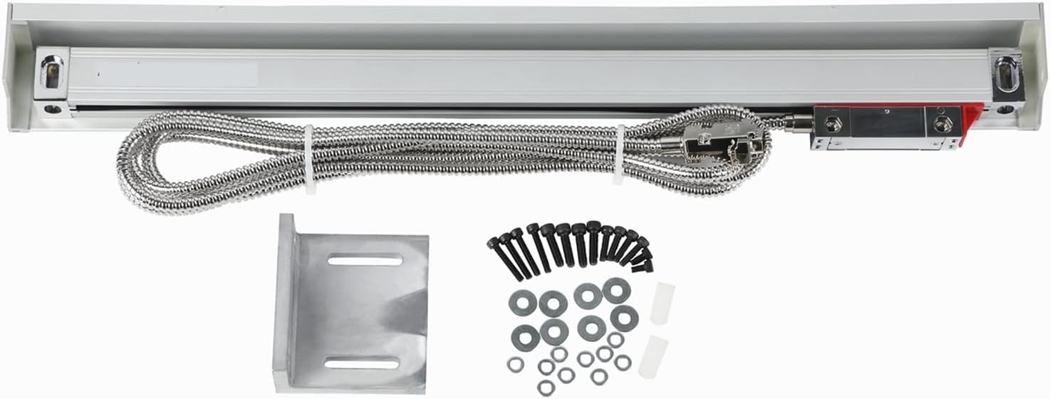 Linear Scale, High Precision Milling Lathe Grinder Linear Glass Scale 450mm-1000mm TTL 5um 5VDC Grating Ruler Encoder Sensor Displacement，600mm Travel