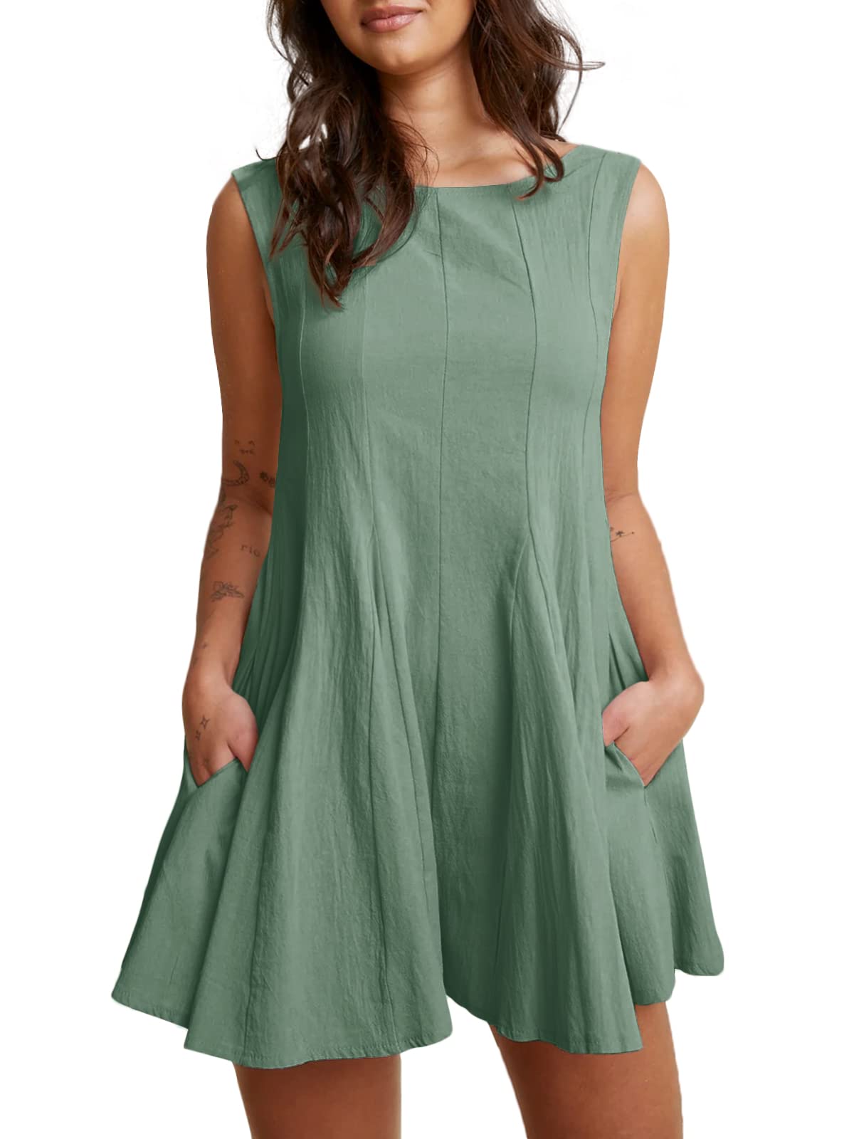 Jeanewpole1Womens Sleeveless Backless Wide Leg Flowy Romper Short Jumpsuit with Pocket