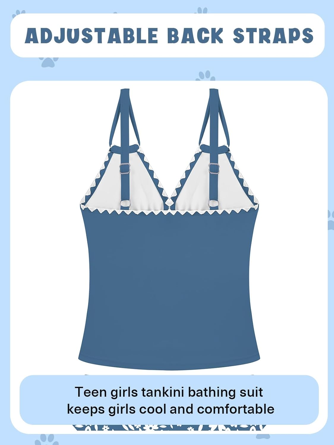 Teen Girls Tankini Swimsuit Girls V Neck Straps Bathing Suit Two Piece Printed Swimsuit 9-16 Years - Image 6