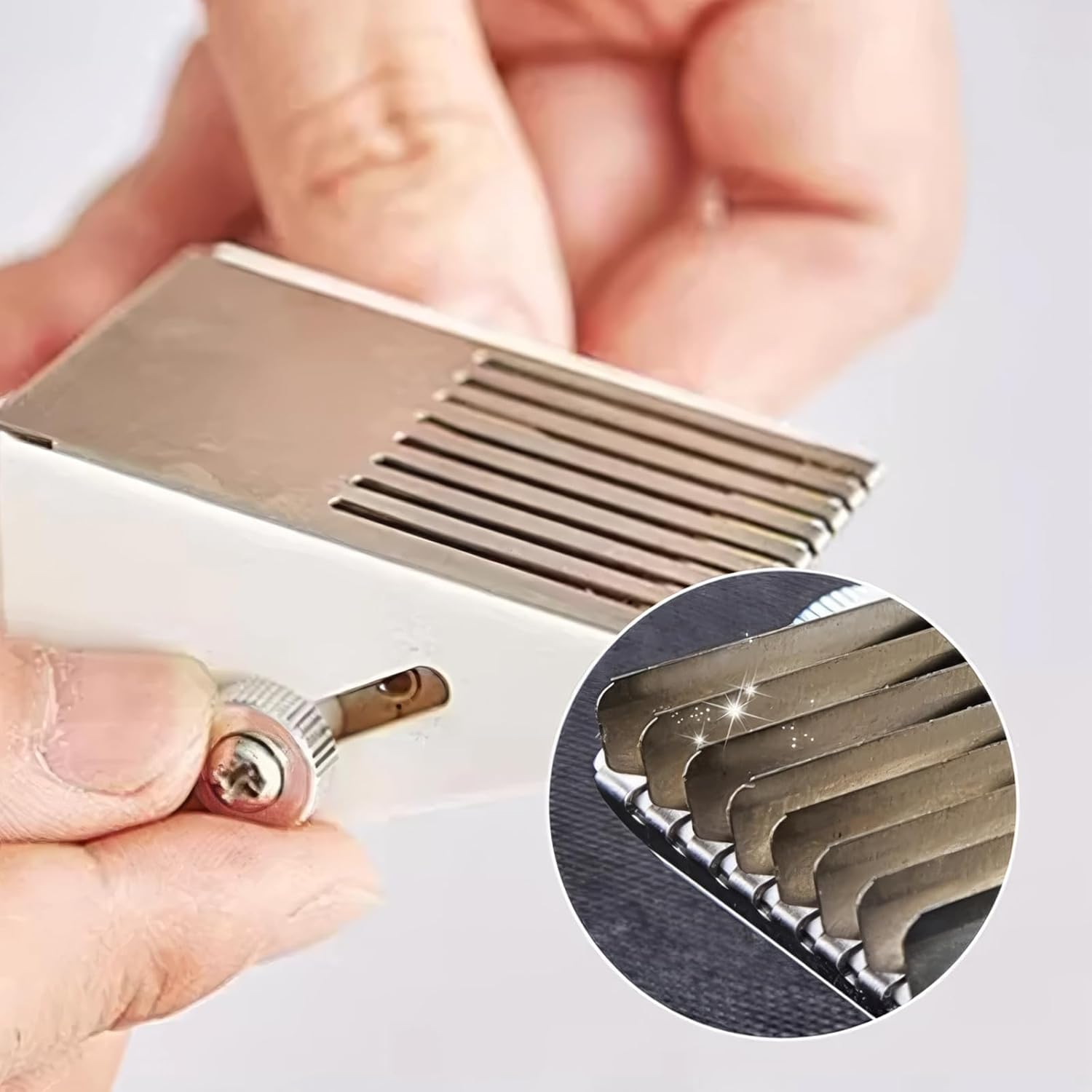 Multifunctional Squid Cutter & Meat Tenderizer Tool, Seafood Cutting Knife, Squid Flower Cuttlefish Cutter, Adjustable Depth, Ideal for Pork Skin Fish Chicken Duck Gizzards (3PCS Cutter+3PCS Blade)