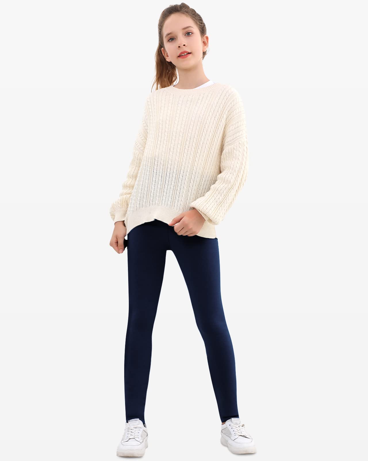 Domee Leggings Felpati Termici Pantaloni Invernali Cotone Bambina Pacco da 2