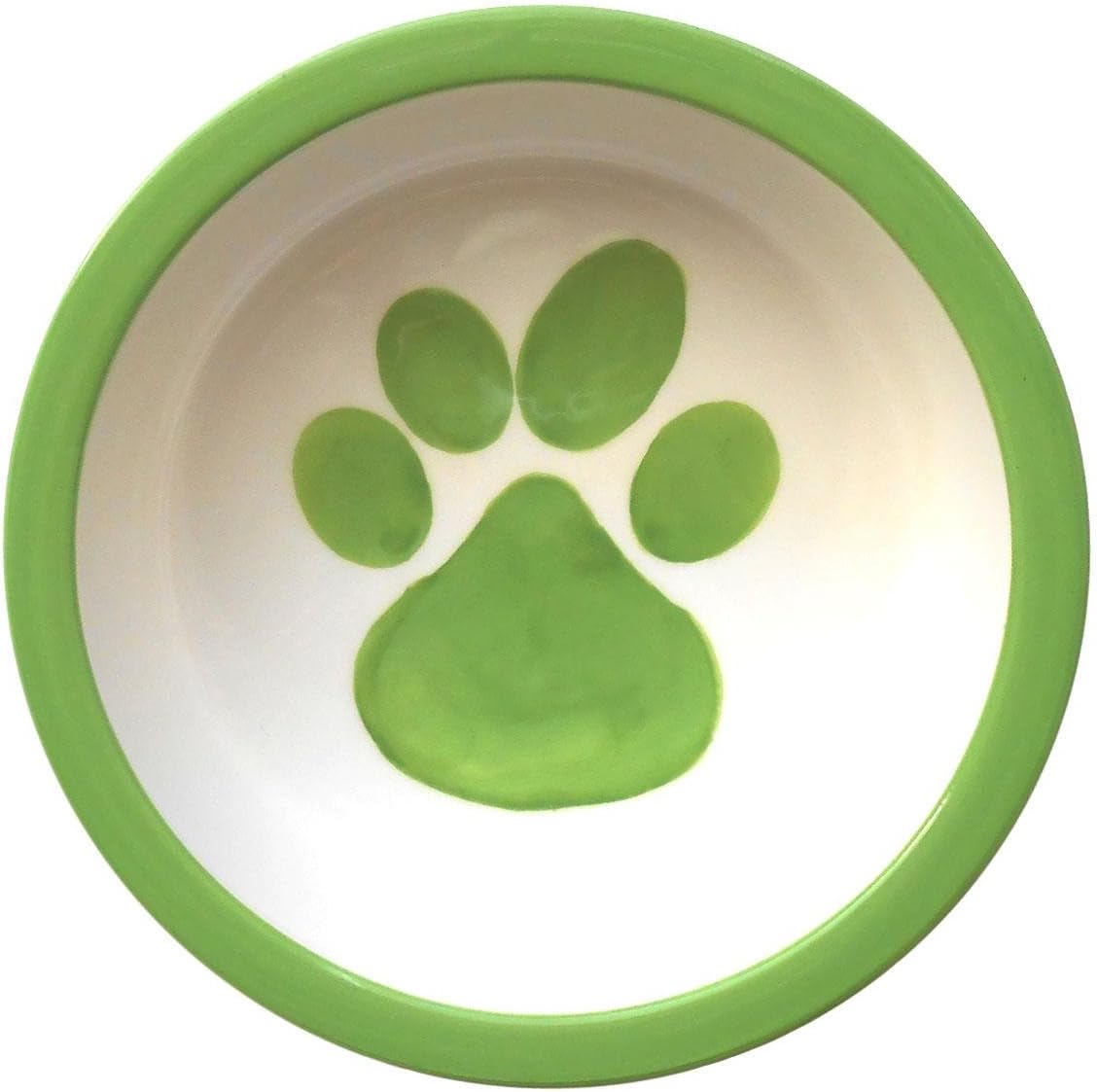 Melia Pet Paw Ceramic Dog Bowl - Lime - Medium