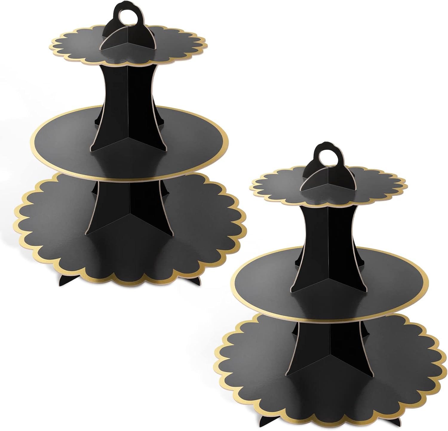 2 Pack Black Cake Stand Cardboard Cupcake Stand 3 Tier Cupcake Dessert