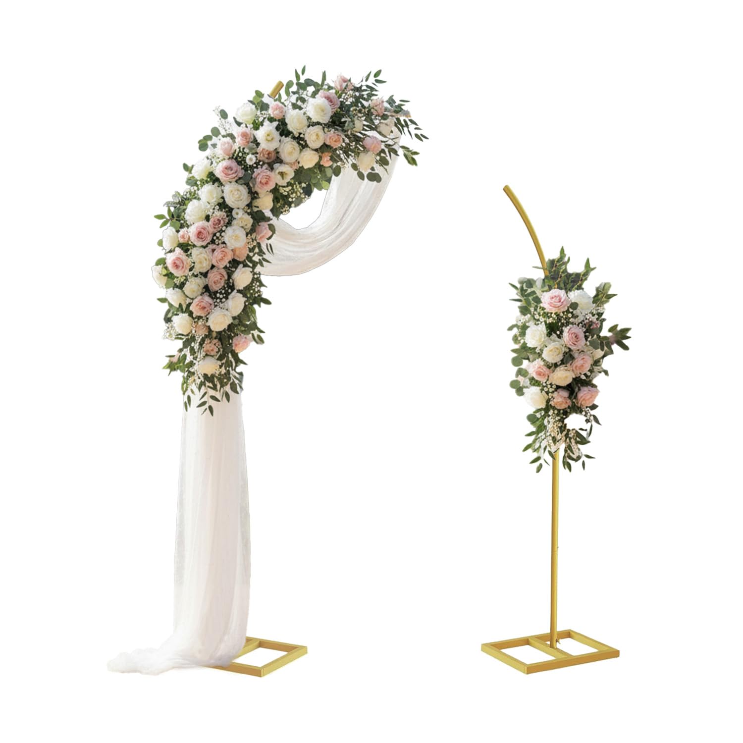 Acidea Arch Stand Set of 2, 2.4m&1.9m Metal Balloon Arch Frame with Balloon Arch Tape and Balloon Glue Dots, Balloon Arch Kit for Ceremony Wedding Birthday Anniversary Bridal Baby Shower Decoration