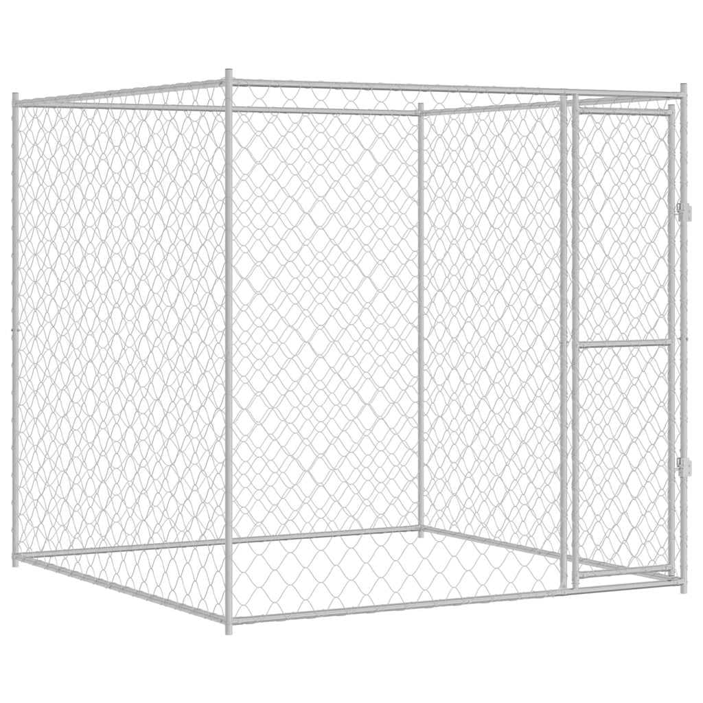 vidaXL Gabbia per Cani Argento 200 x 200 x 200 cm Acciaio zincato, Cage da Giardino e Terrazzo, Gabbia Rustica, Kennel Esterno, Rifugio per Canini, Area Sicura per Animali