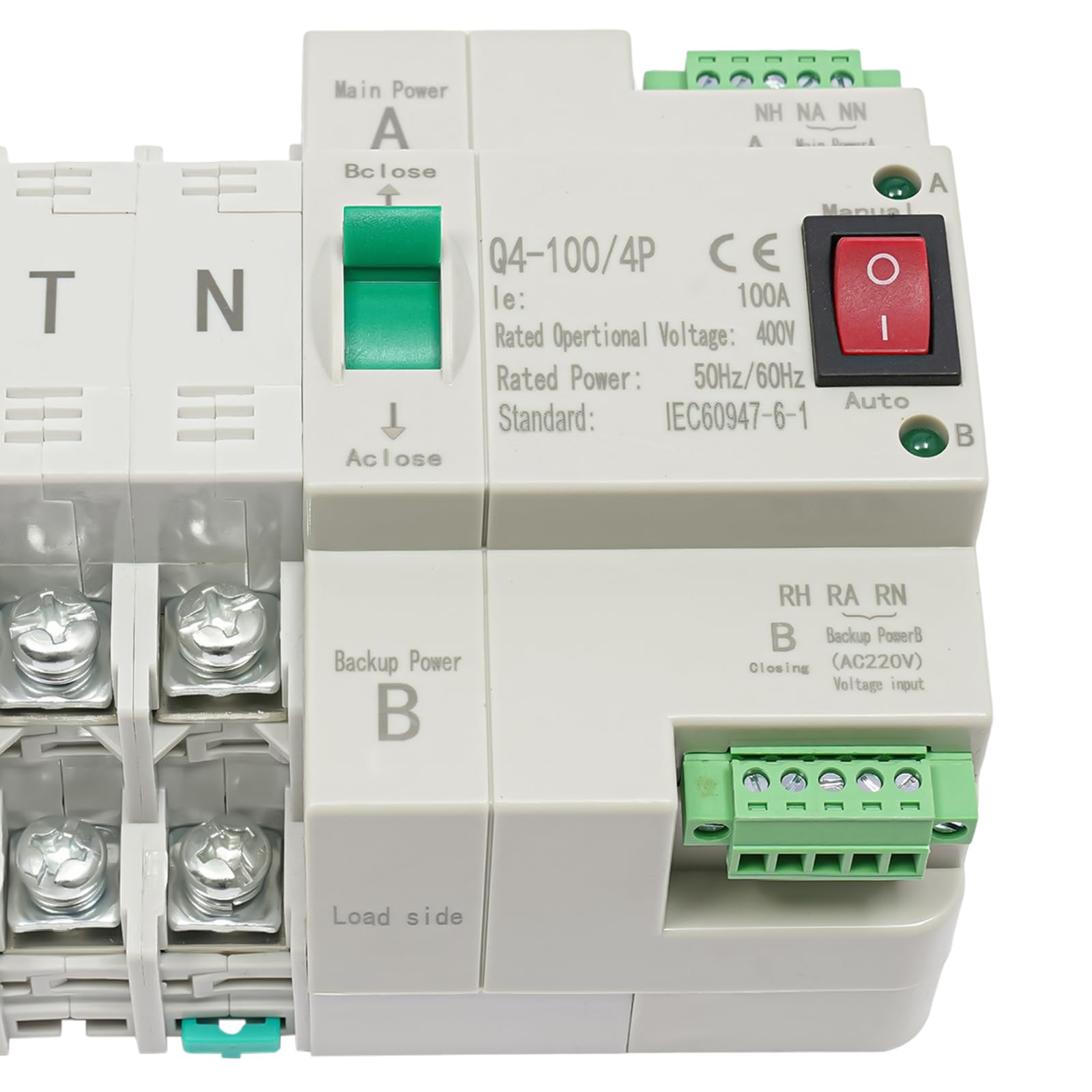 Przełącznik transferowy Dual Power Automatyczny AC 230V 4P 63A Przełącznik obciążenia Przełącznik zasilania awaryjnego, do zastosowań komunalnych UPS Falownik Solarny