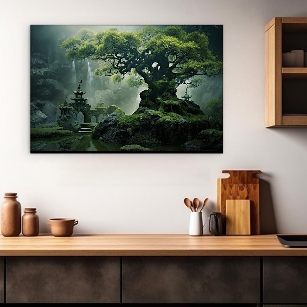Canvas for Living room. Mystic Arboreal Majesty: Nature's Testament to Resilience and Serenity, 27 x 18 inch Canvas Wall Art - Ready to Hang