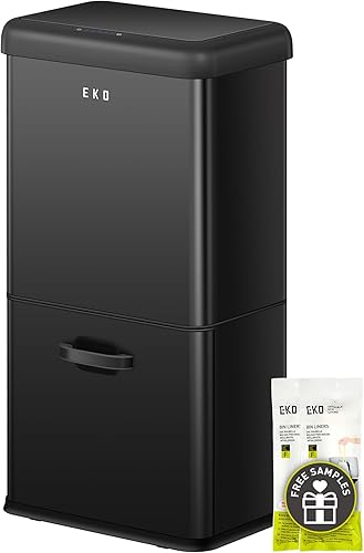 Miniatura 22 de EKO Mirage - Cubo de basura semicircular con sensor de movimiento de 47 litros/12.4 galones, cubo de basura automático para cocina con compartimento