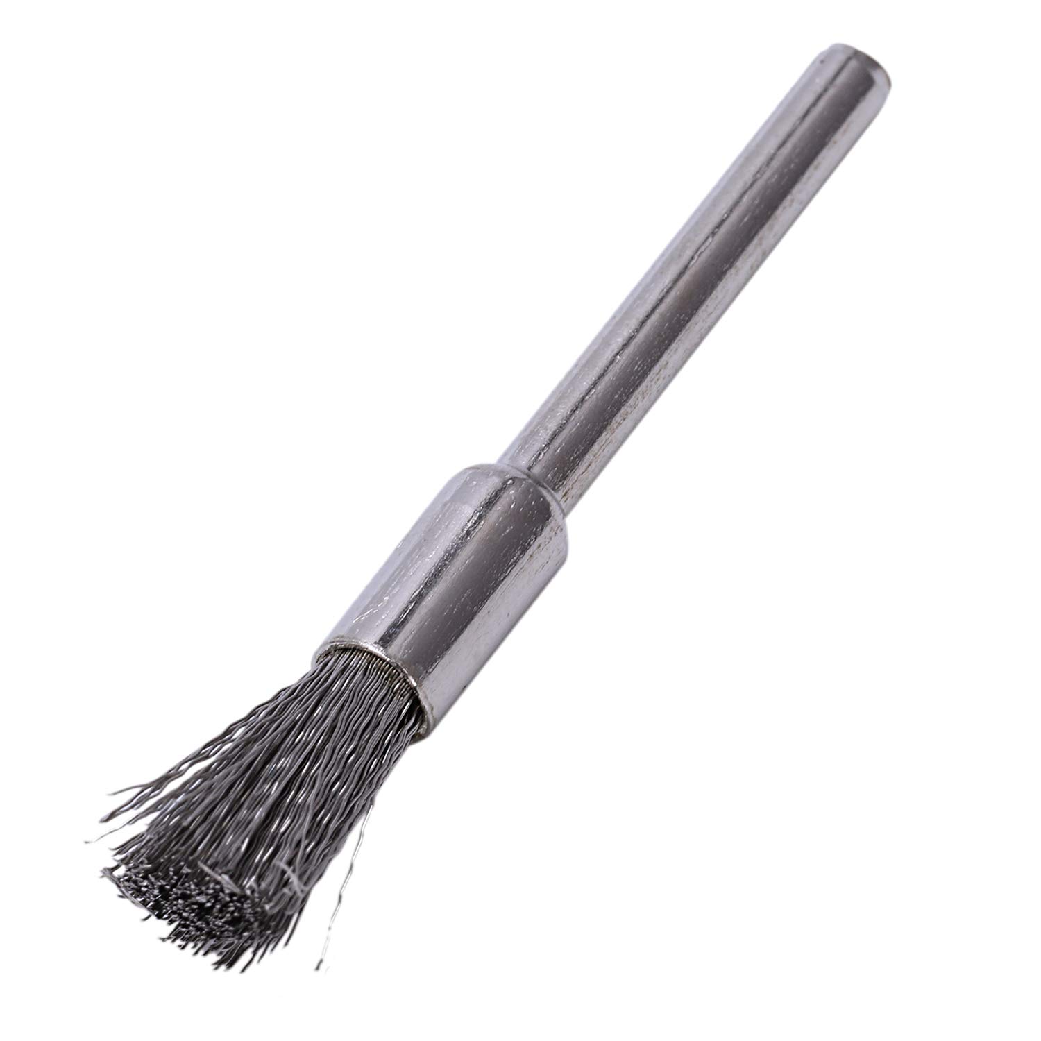 10 Stück Metallpinsel aus Edelstahl für 1/4 (6 mm) # 532 mit 1/8 (3 mm) Schaft für und kompatibles Drehwerkzeug
