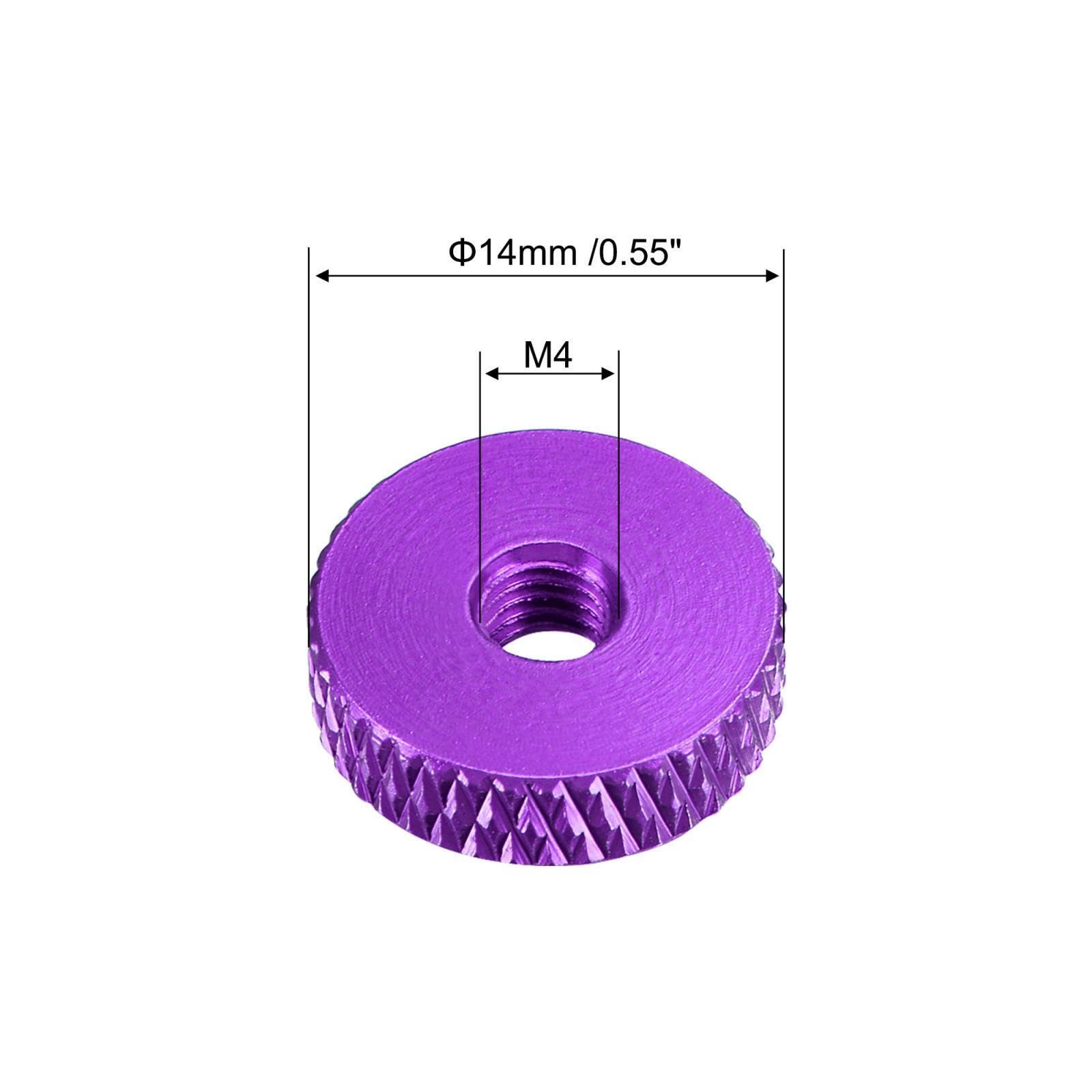 Tool Parts and Accessories M4x14mmx4mm Flat Knurled Nut Thumb Nuts Adjusting Aluminum Alloy Purple 5Pcs (#CN-140824-07996)