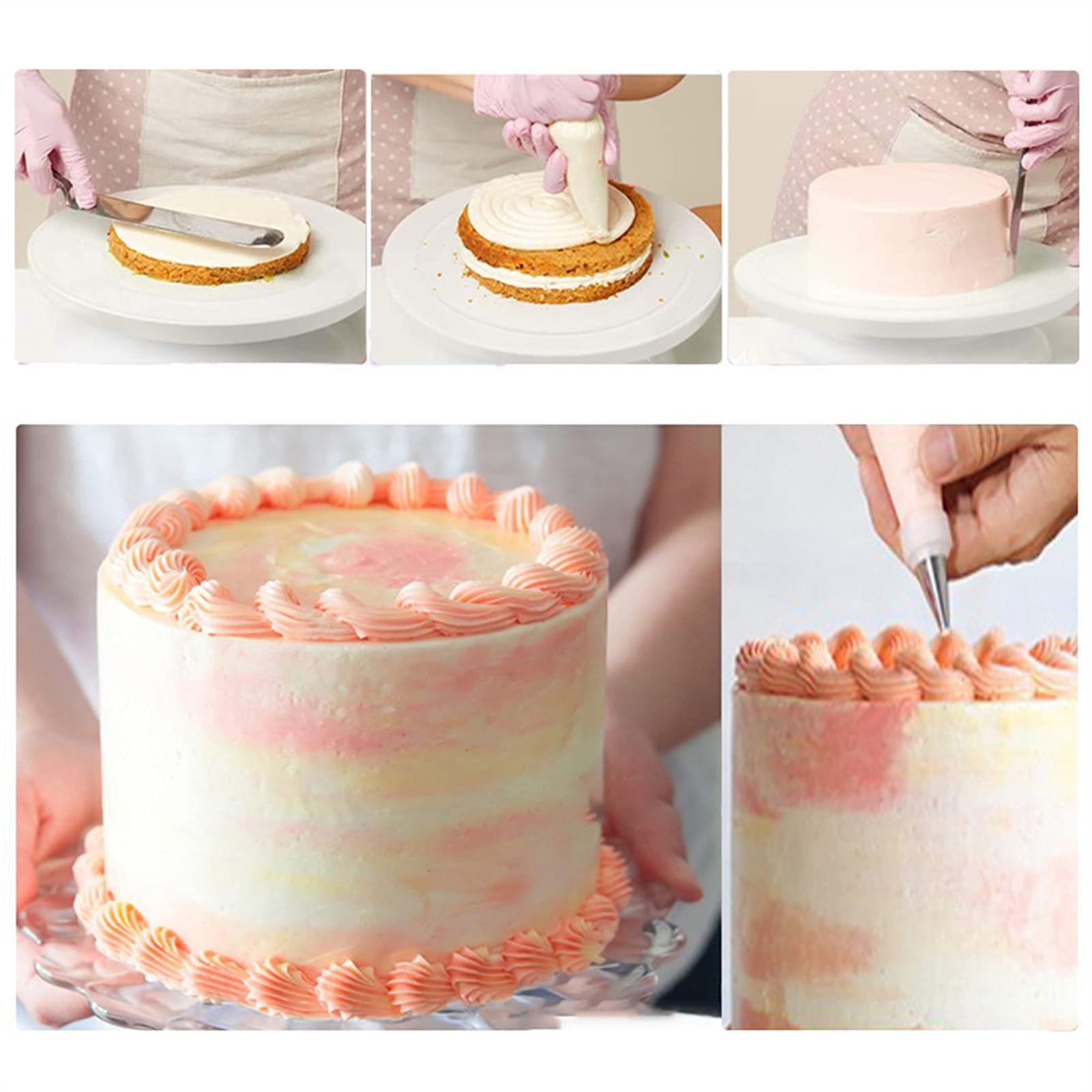 Tortenplatte Drehbar Kuchen Dekorieren Versorgung Kits Drehen Kuchen Drehteller Kuchen Zubehör Erstellen Sie erstaunliche Kuchen mit diesem kompletten Kuchenset Kuchen dekorieren Verbrauchsmaterial Ki