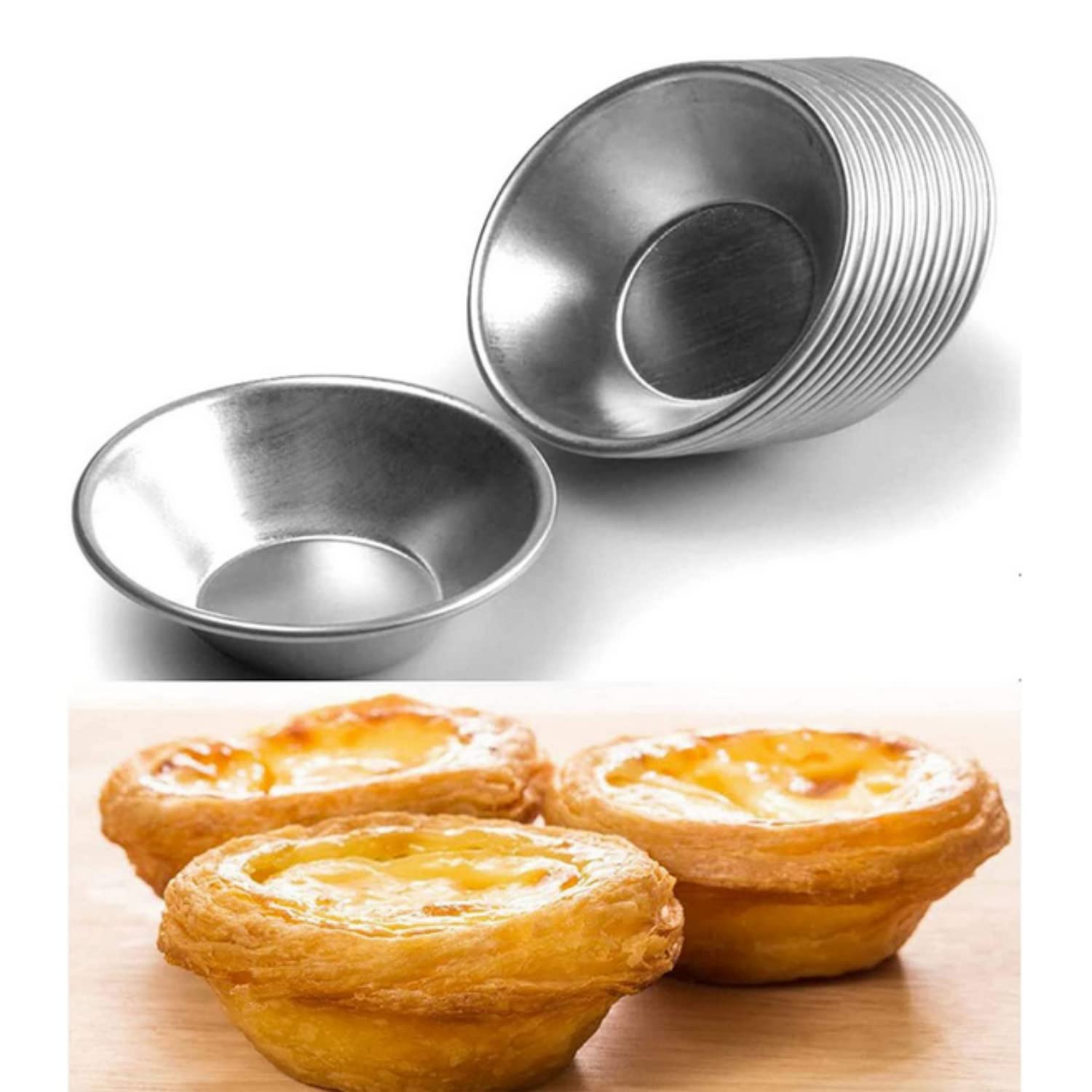 SKEIDO 25Pack Egg Tart Moulds Tiny Pie Tartlets Dessert Mould Pans Tin Puto Cup Bakeware Muffin Cupcake Cake Cookie Mould Baking Tool Round Resuable Nonstick