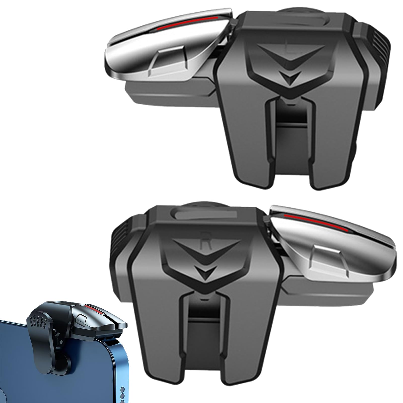 Fllyvly Controller di Gioco Mobile con 6 Dita, Joystick Triggers L1R1 L2R2 per PUBG, COD, Compatibile con Smartphone Android e iPhone, Massima Precisione e Protezione del Telefono