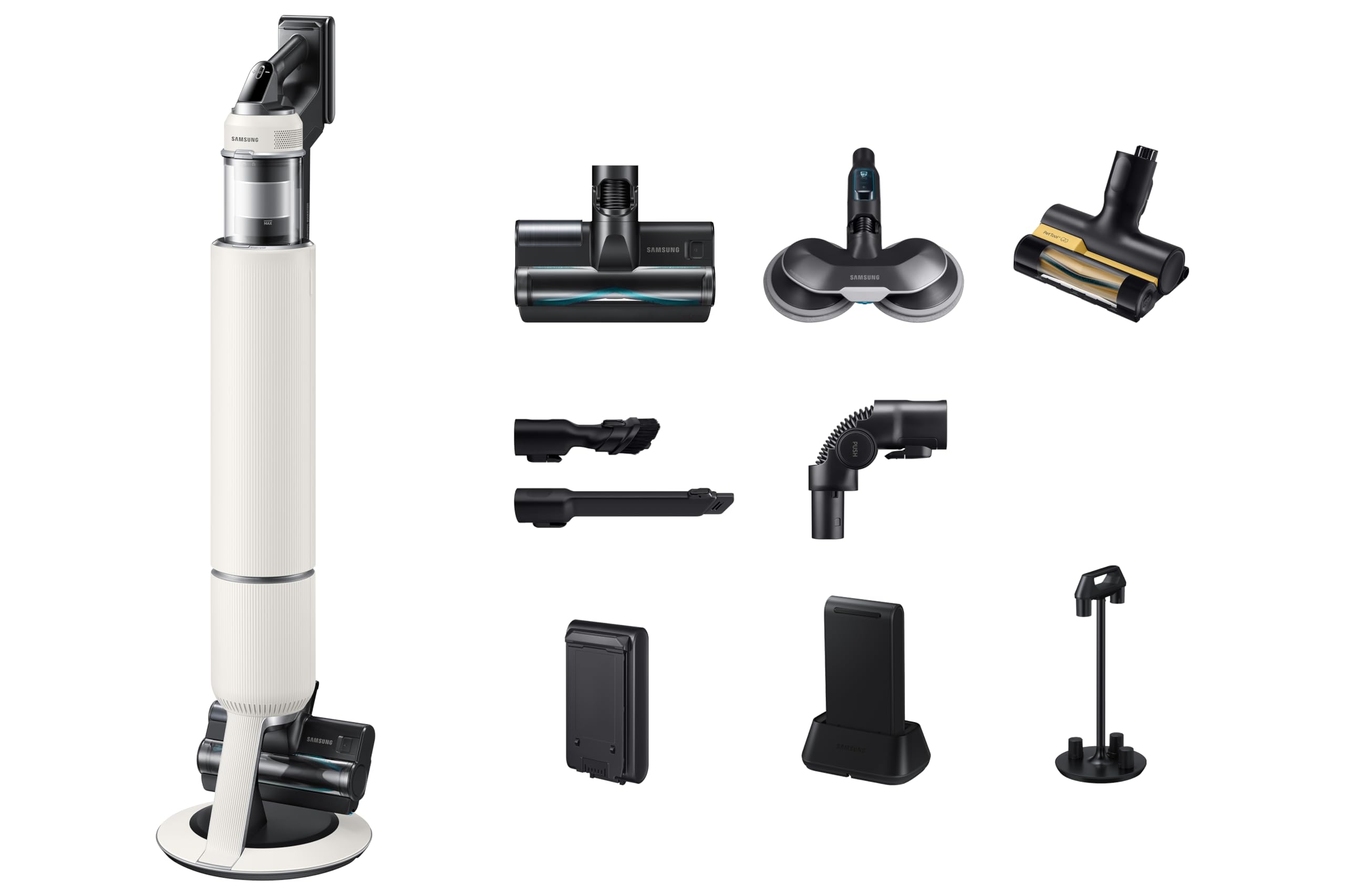 Samsung Bespoke Jet Lite, Max 280W Suction Power Cordless Vacuum Cleaner with Spray Spinning Sweeper, Santorini Beige, VS80F28DGS/EU