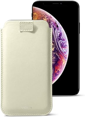 Lucrin Funda con leng eta pull-up para iPhone Max Plus Plus Blanco Crudo Piel Liso Lucrin Funda con leng eta pull-up para iPhone Max Plus Plus Blanco Crudo Piel Liso