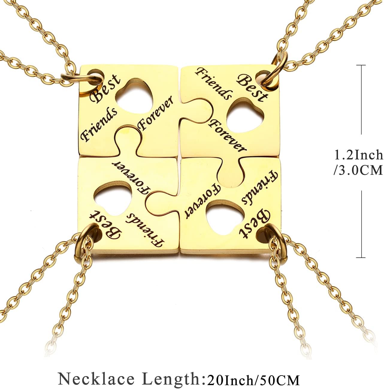 Yonhon BFF Necklace for 3/4/5/6 Stainless Steel Family Friendship Puzzle Sister Keychain Set - Image 2