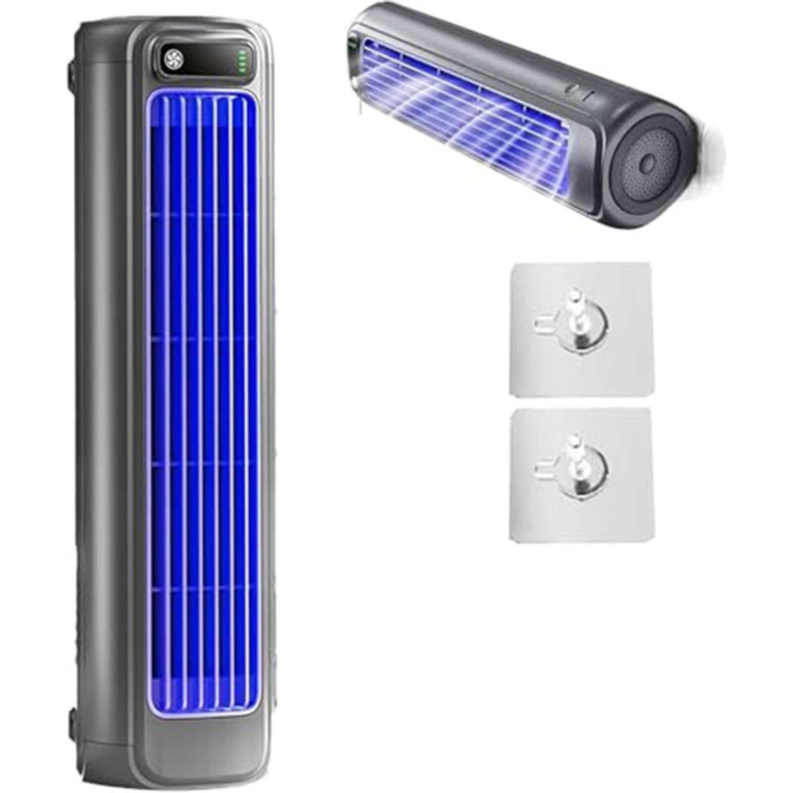Przenośny wentylator 3 stopnie prędkości | Wentylator wieżowy USB, cichy 3 poziomy wiatru, do biura, samochodu, pokoju (1 szt. czarny, model ładowania)