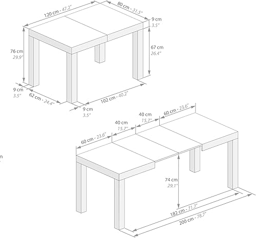 Miniatura 9 de Mobili Fiver, Primera mesa extensible, roble, acabado laminado, fabricado en Italia