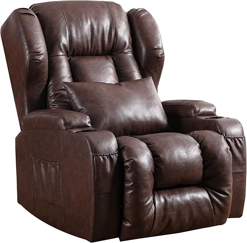 SAMERY Silla reclinable manual sillas reclinables giratorias mecedoras para guardería silla mecedora giratoria de 360 con portavasos y bolsillos