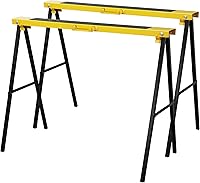 FORUP Portable Folding Sawhorses Twin Pack - Heavy Duty 275 lb Capacity Each, Anti-Slip EVA, Compact Foldable Yellow