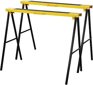 FORUP Portable Folding Sawhorses Twin Pack - Heavy Duty 275 lb Capacity Each, Anti-Slip EVA, Compact Foldable Yellow