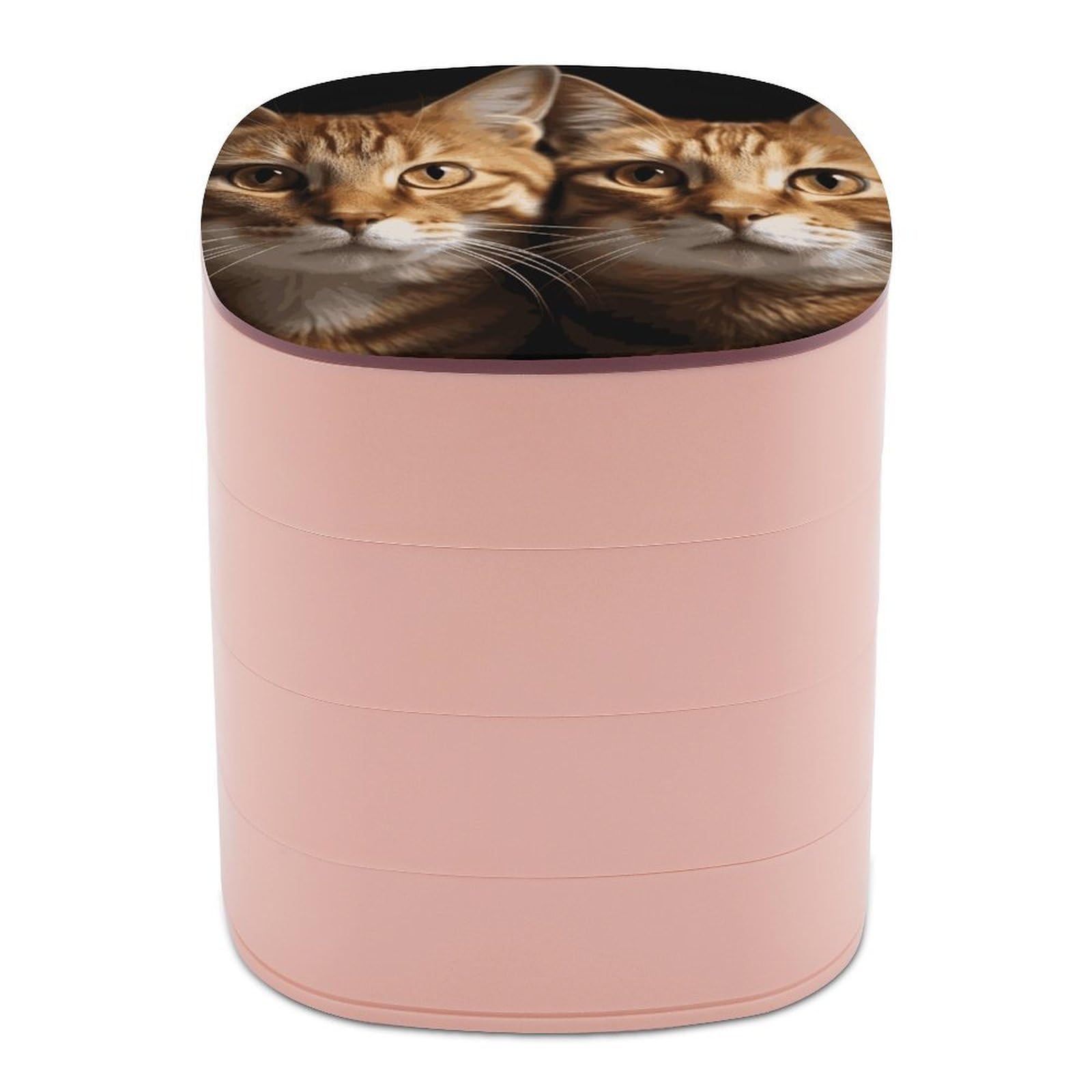 JTREHY CatsJewelry Box 4-Layer Rotating Stronge Boxs Round Travel Jewelry Case with Lid for Bracelets Rings Bracelets, Gift for Women