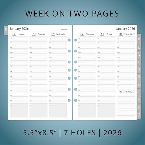 Miniatura 10 de Recambios para agenda diaria y mensual 2024, tamaño clásico, 5.5 x 8.5 pulgadas, calendario de citas y lista de tareas, pestañas mensuales, 7